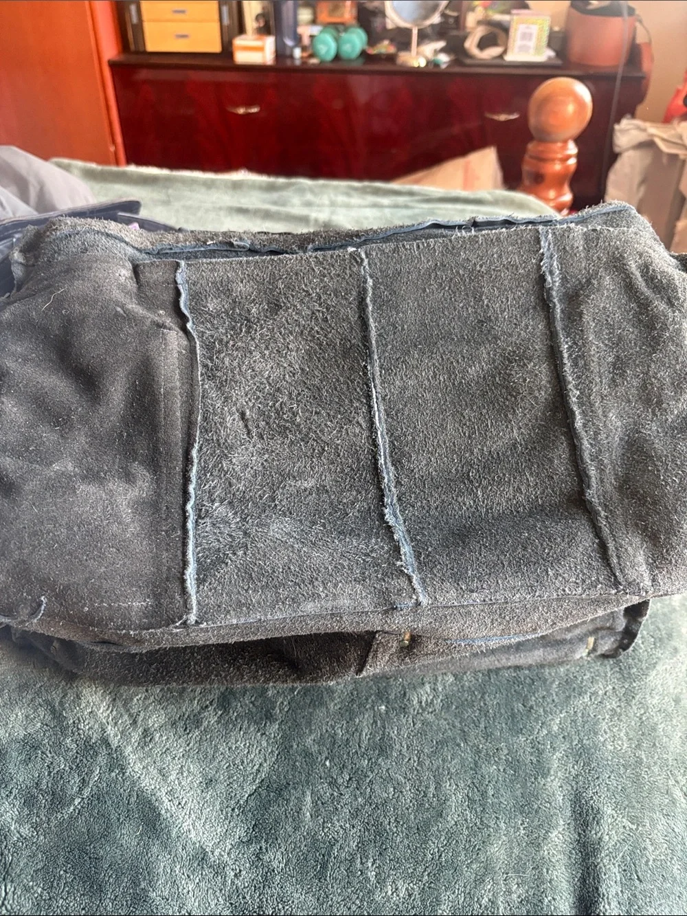 Classic Black Leather Duffel with Adjustable Shoulder Strap